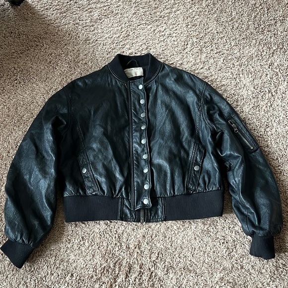 Free People Snap Out of It Vegan Leather Bomber Jacket XS - Picture 3 of 11